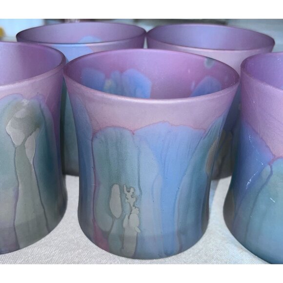 Robert Rueven Art Glass Tumblers Nouveau Art Glass Co Hand-crafted BLU PRP GRN - Picture 4 of 11